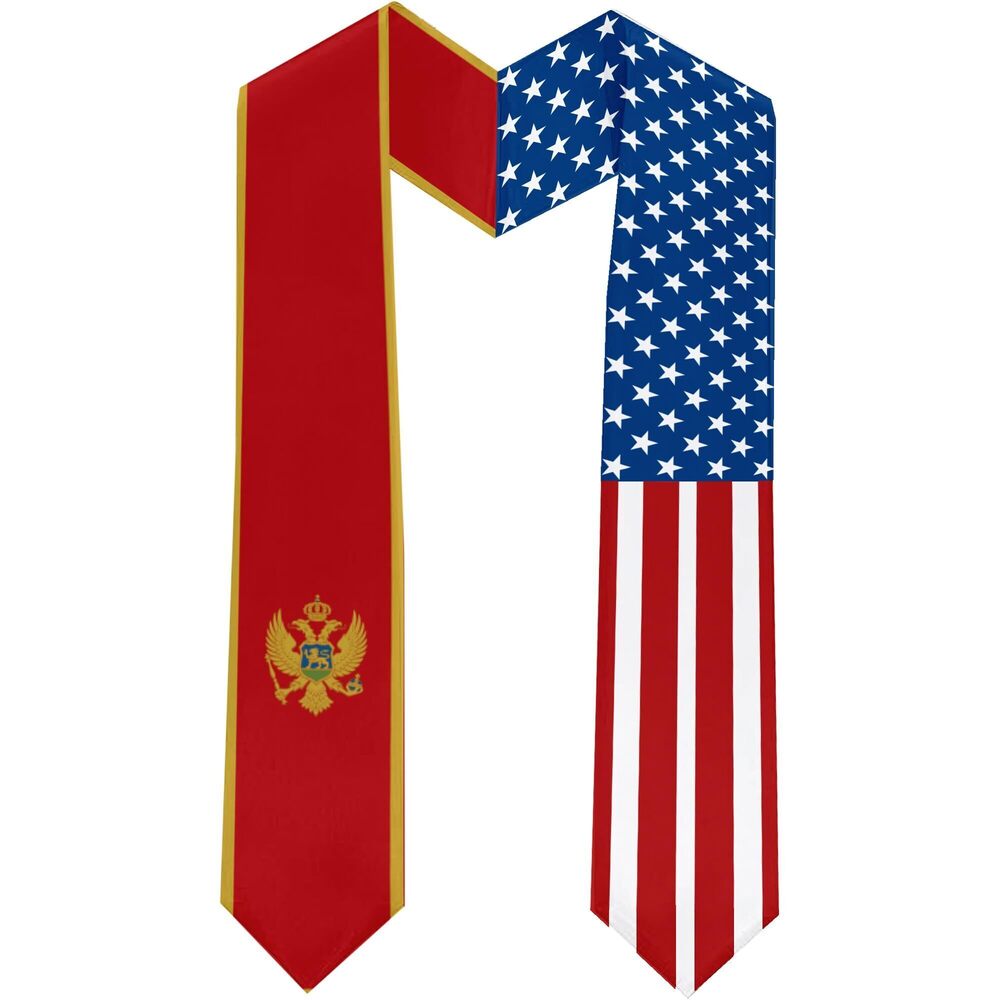 2328 2025 Montenegro Flag and USA Flag Graduation Stole Graduation Sash